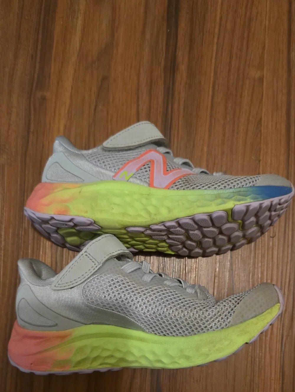 New Balance Kids Athletic Sneakers in Light Gray with Pastel Accents